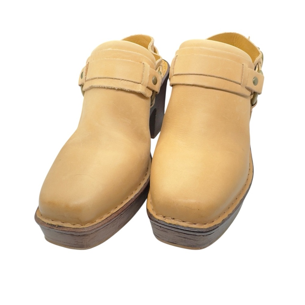 NWOT Born Hudson Leather Sling Platform Clogs In Natural - Picture 4 of 10